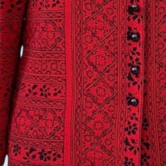 Liz Claiborne Red Black Button Up Design Tunic Top - Picture 5 of 8